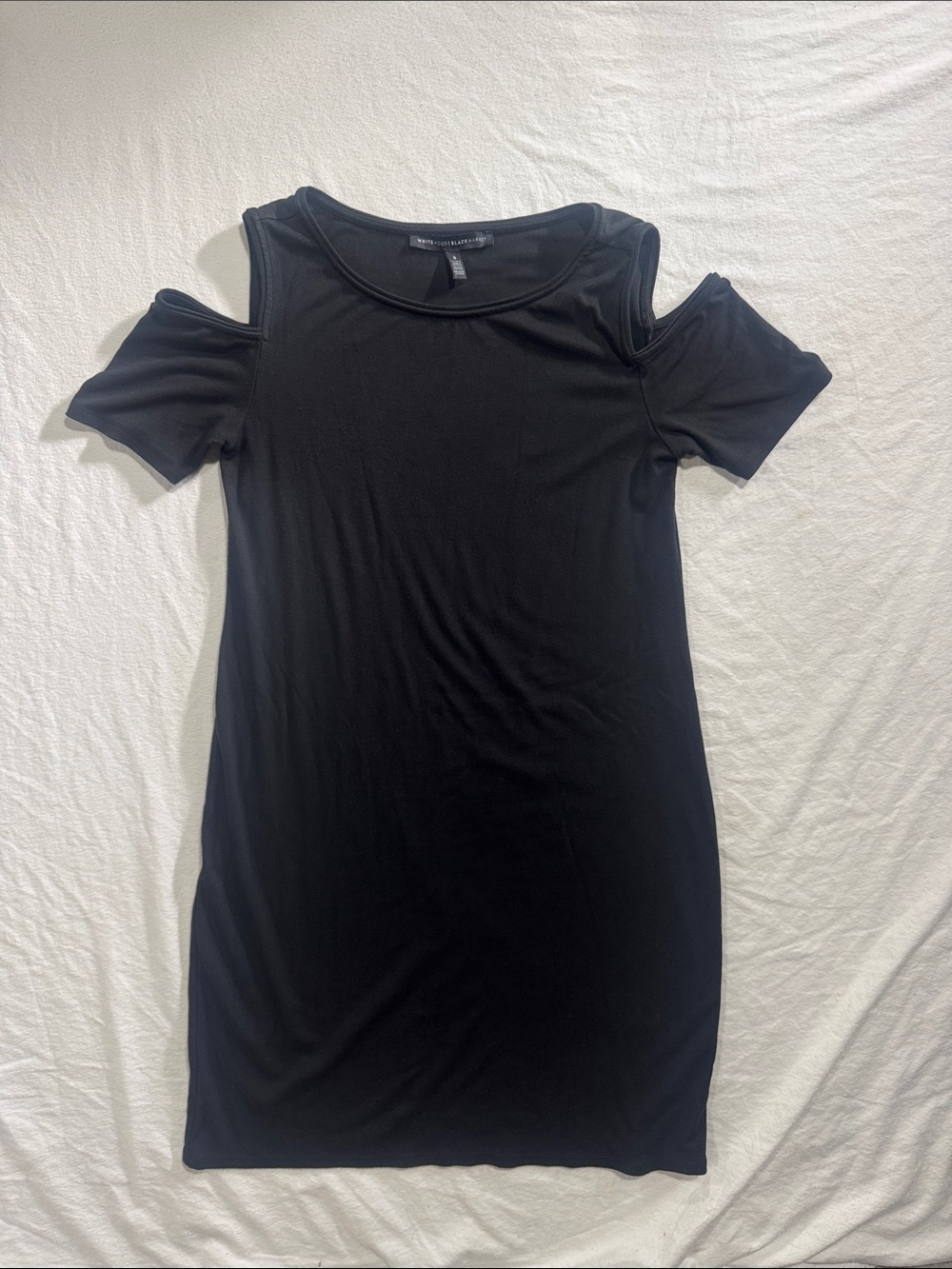 White House Black Market Black Cold Shoulder Knit Shift Mini Dress - Size S